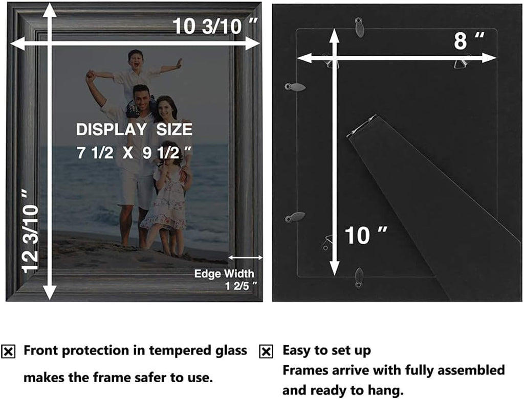 8X10 Picture Frames (3 Pack, Black) 