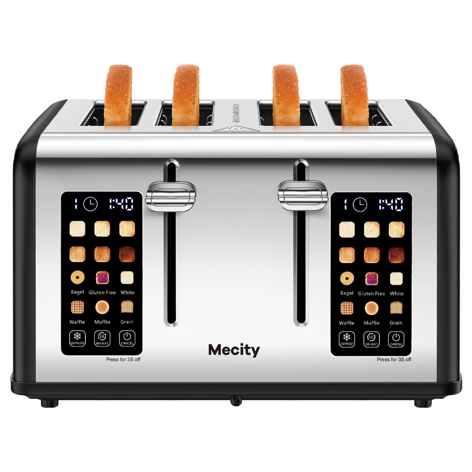 Touchscreen 4-Slice Electric Toaster, Stainless Steel, Matte Black