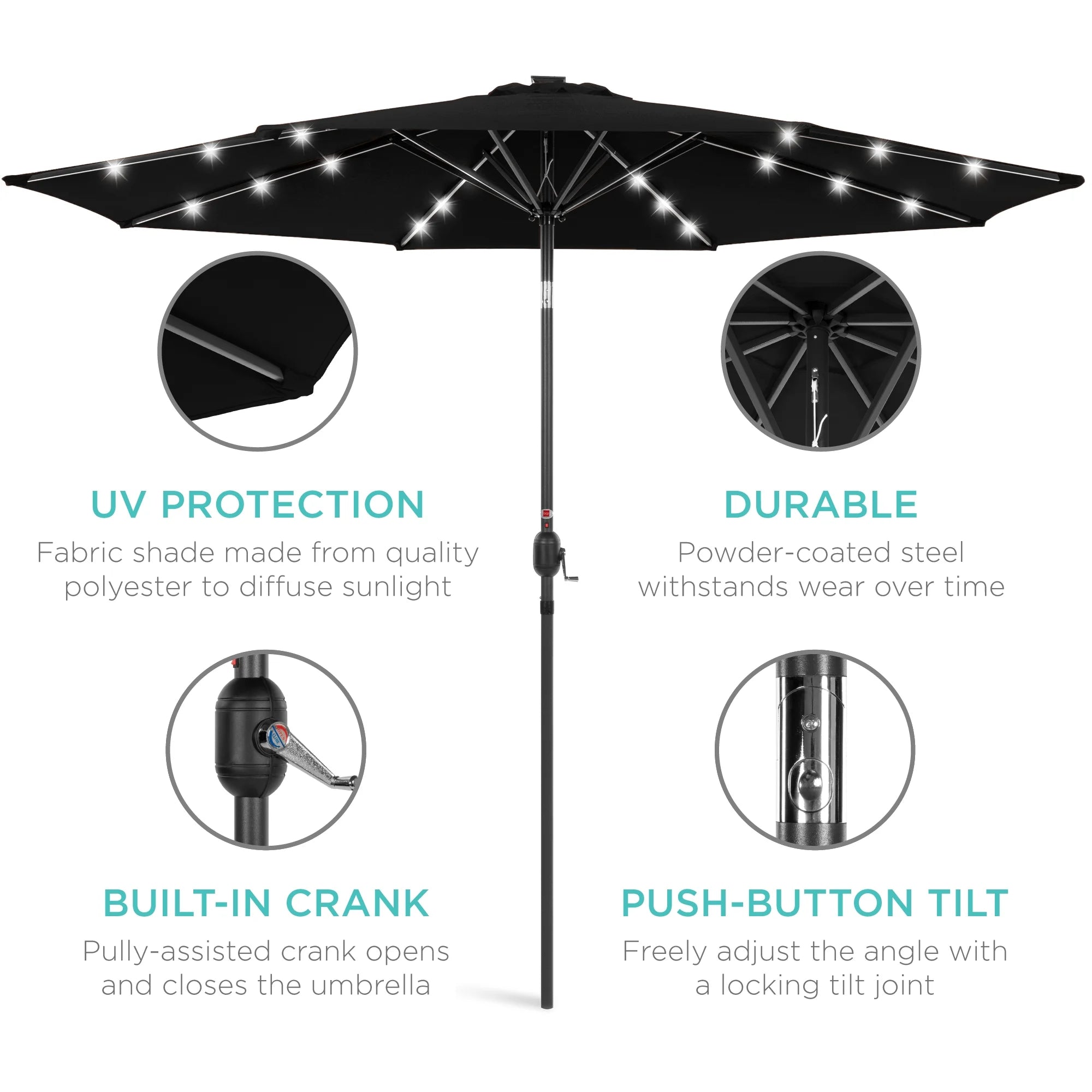 Solar LED Lighted Patio Umbrella 