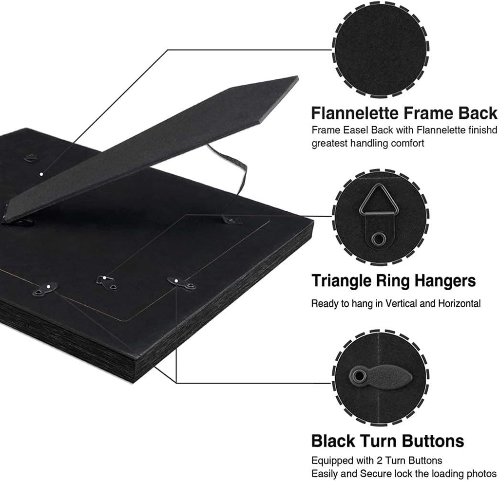 8X10 Picture Frames (3 Pack, Black) 