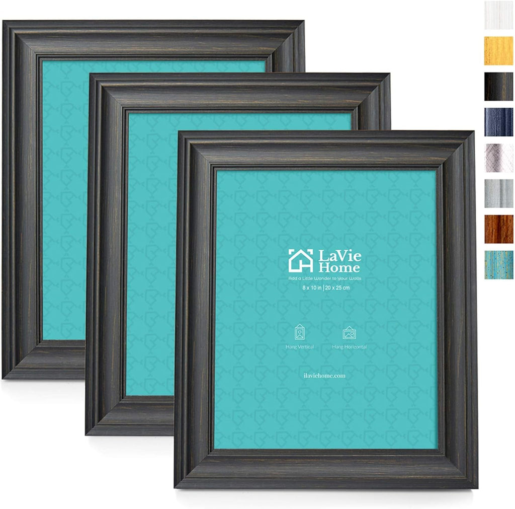 8X10 Picture Frames (3 Pack, Black) 