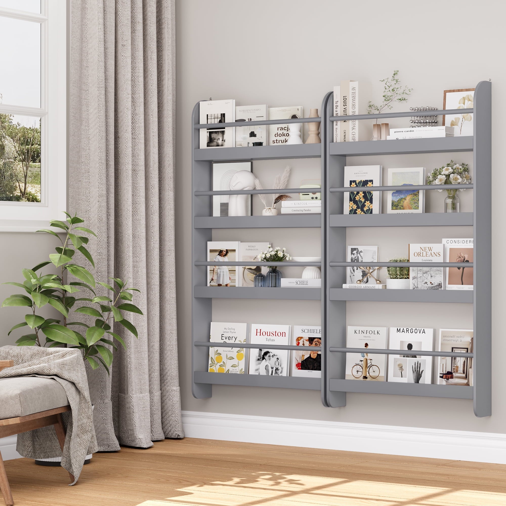4-Tier Wall Bookshelf 