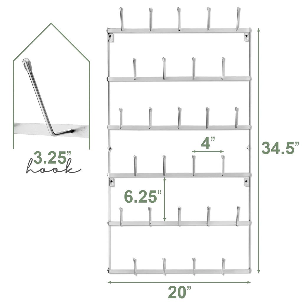 Mug Rack for Wall - Large Rustic Coffee Mug Holder Wall Mount with 27 Hooks, Coffee Cup Display Rack, 6-Tier Metal Mug Organizer for Home, Kitchen & Bar, Coffee Station, Dining Room