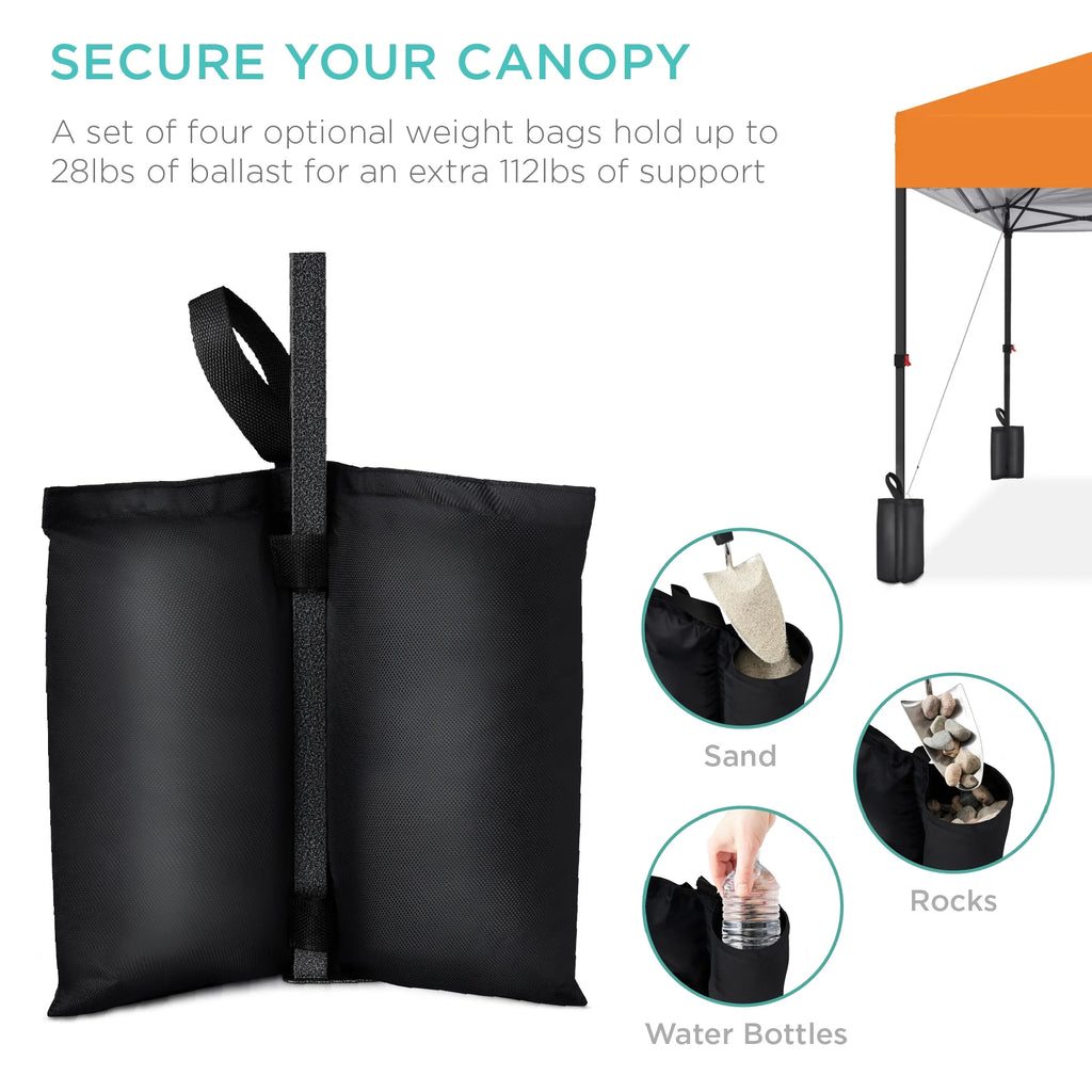 10X10Ft Easy Setup Pop up Canopy W/ 1-Button Setup, Wheeled Case, 4 Weight Bags - Orange