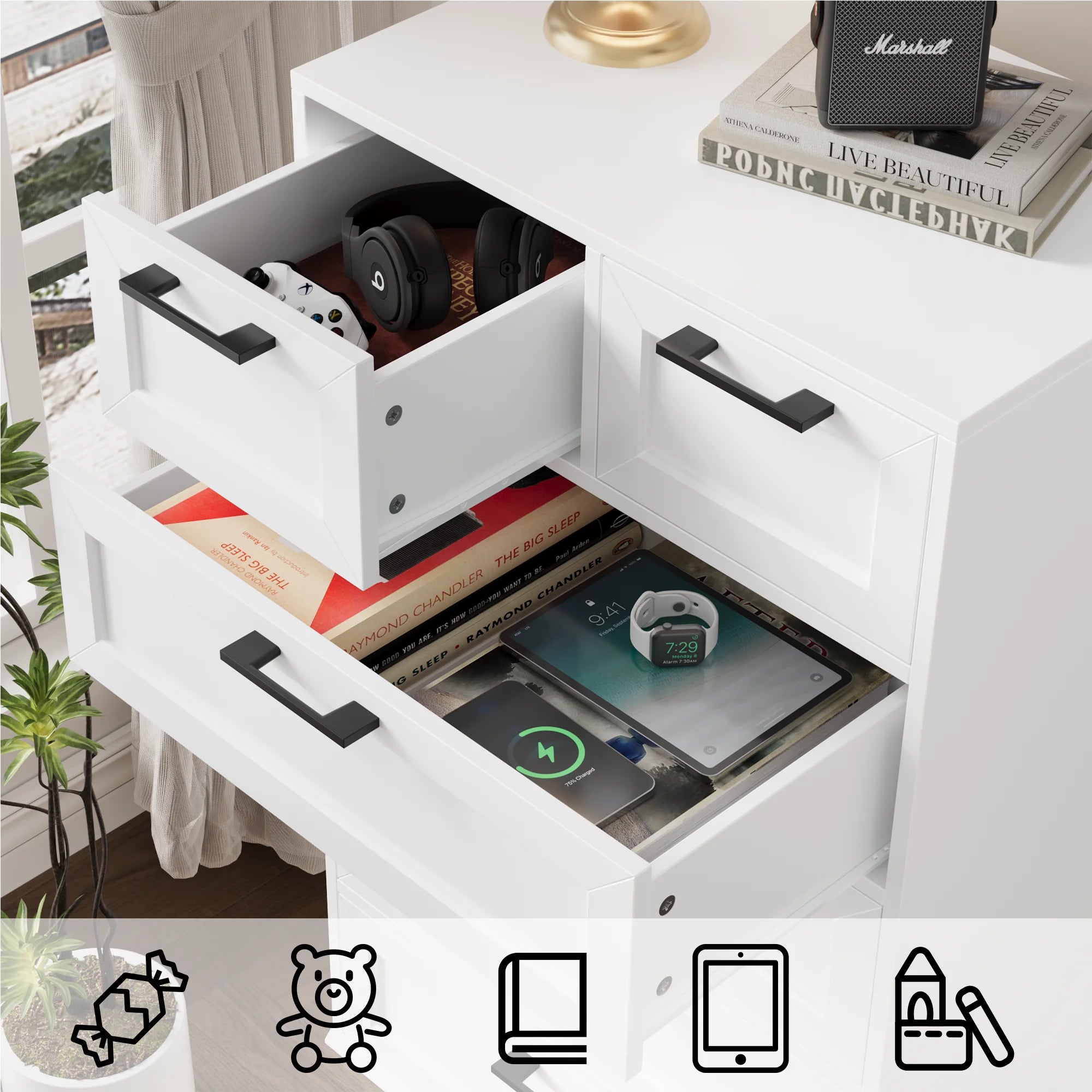 6 Drawer White Dresser