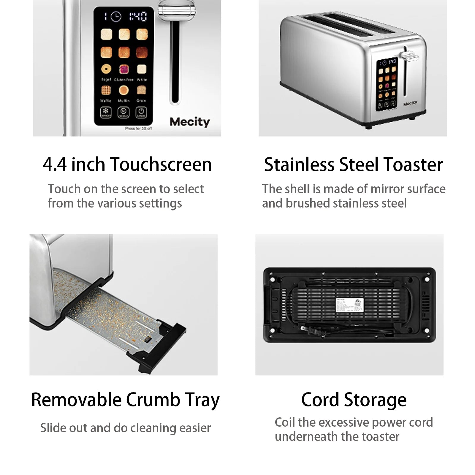 TouchScreen 4 Slice Toaster Stainless Steel - Silver