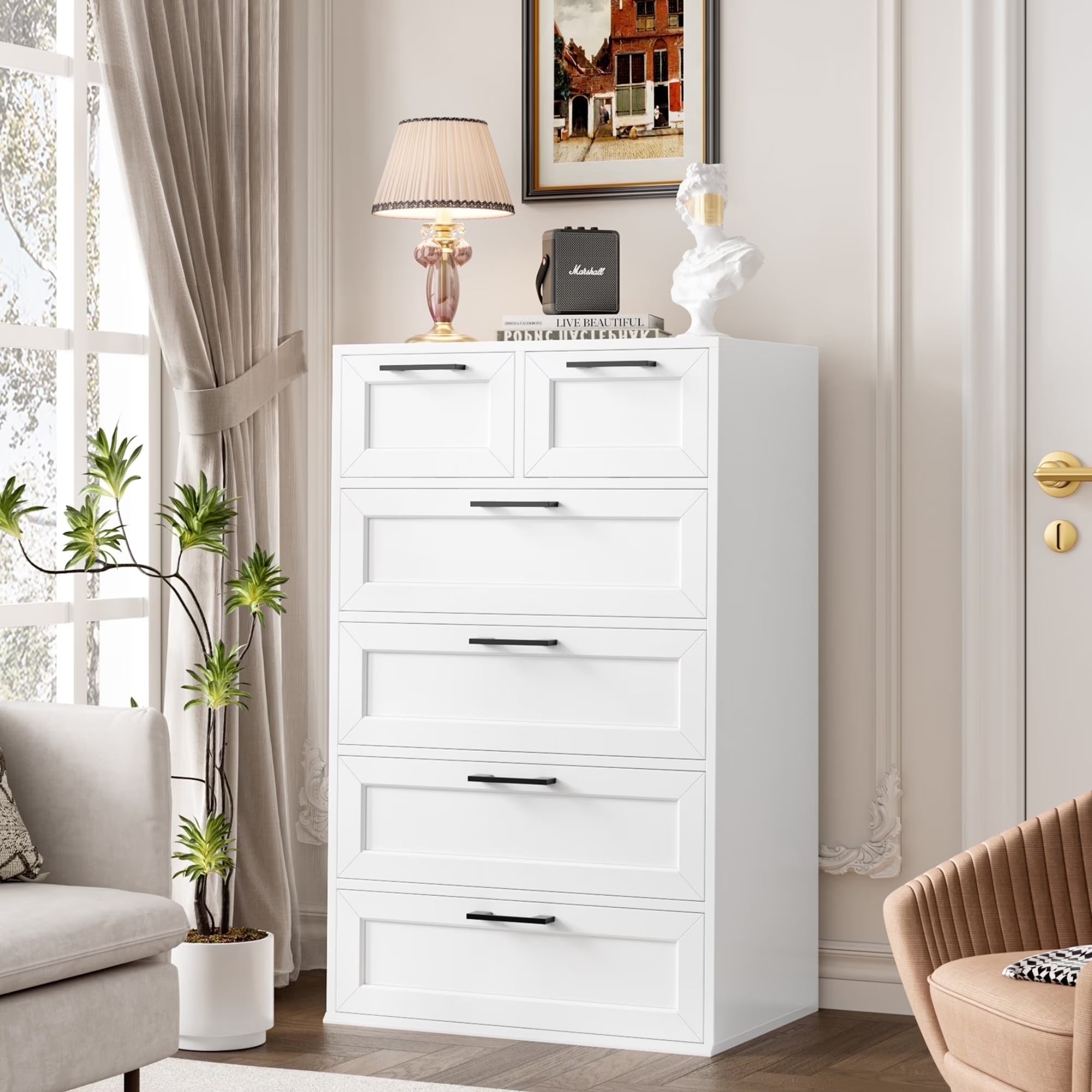 6 Drawer White Dresser