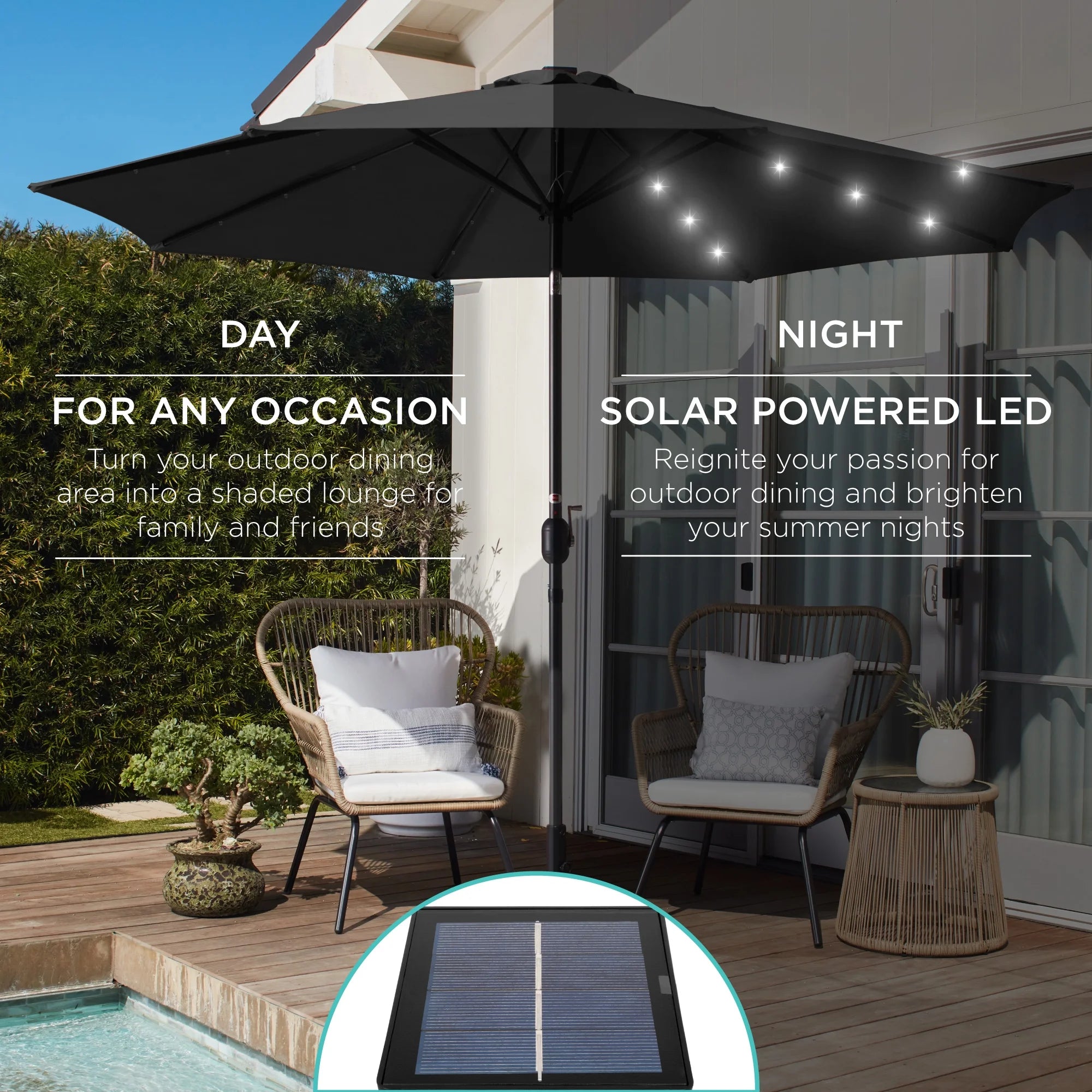 Solar LED Lighted Patio Umbrella 