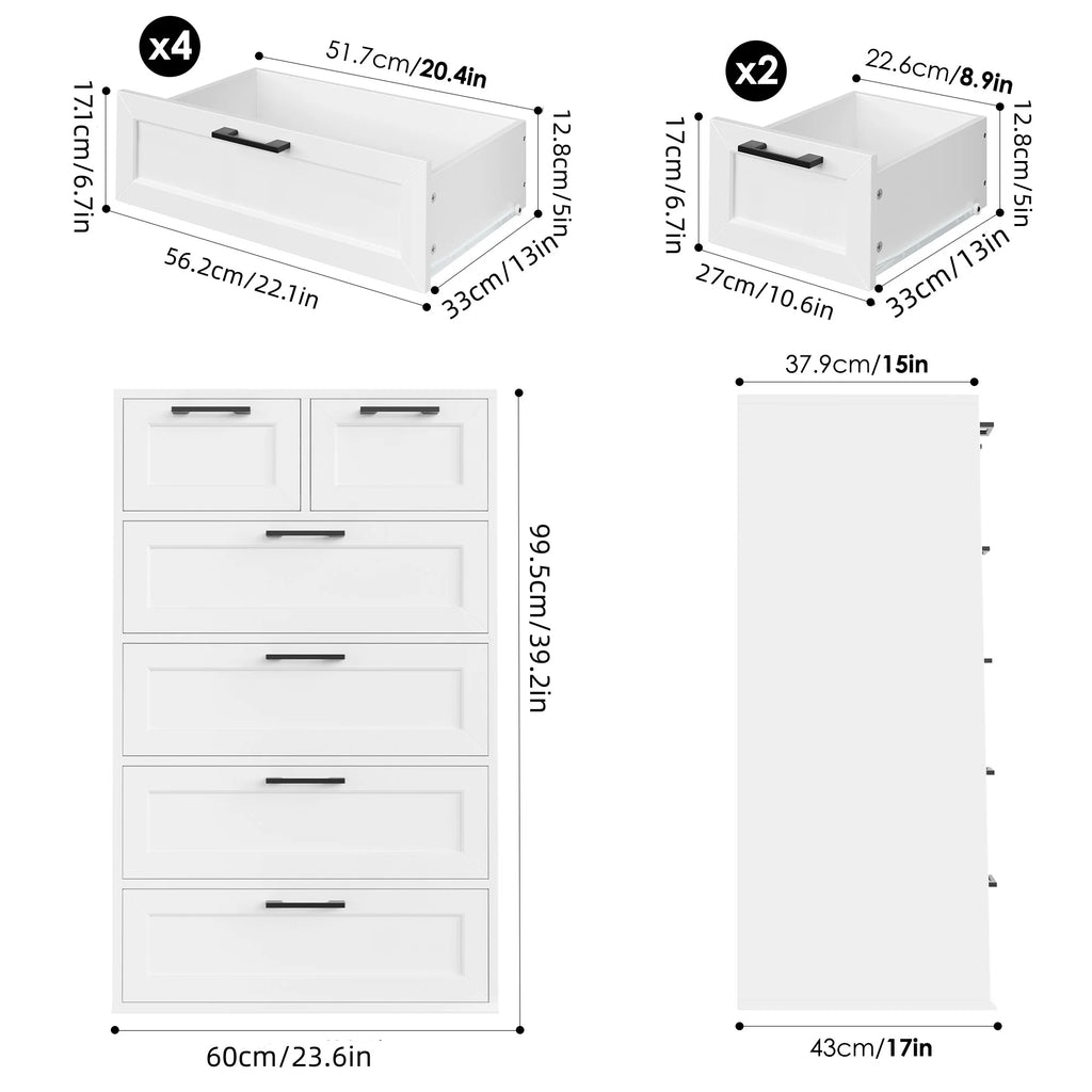6 Drawer White Dresser