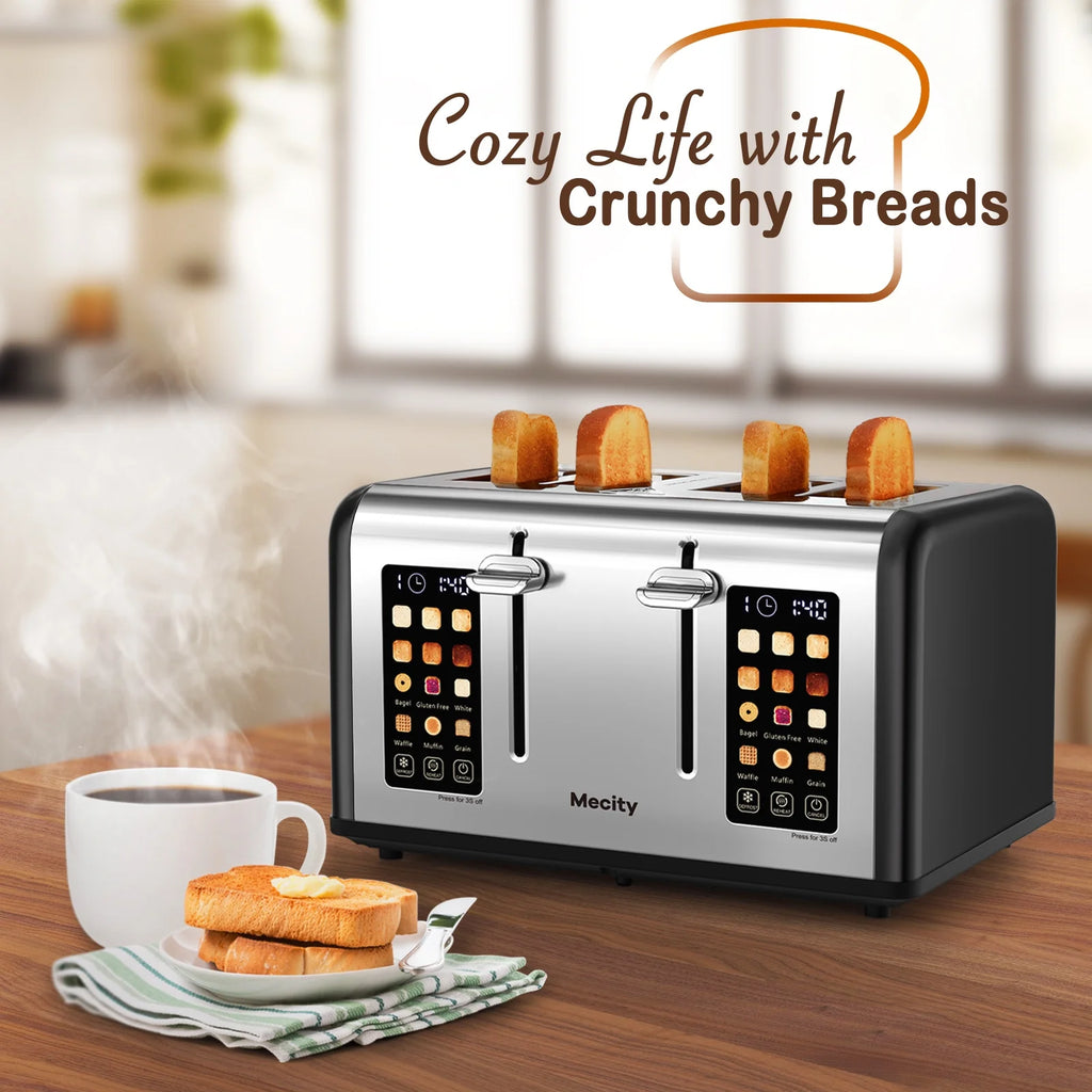 Touchscreen 4-Slice Electric Toaster, Stainless Steel, Matte Black