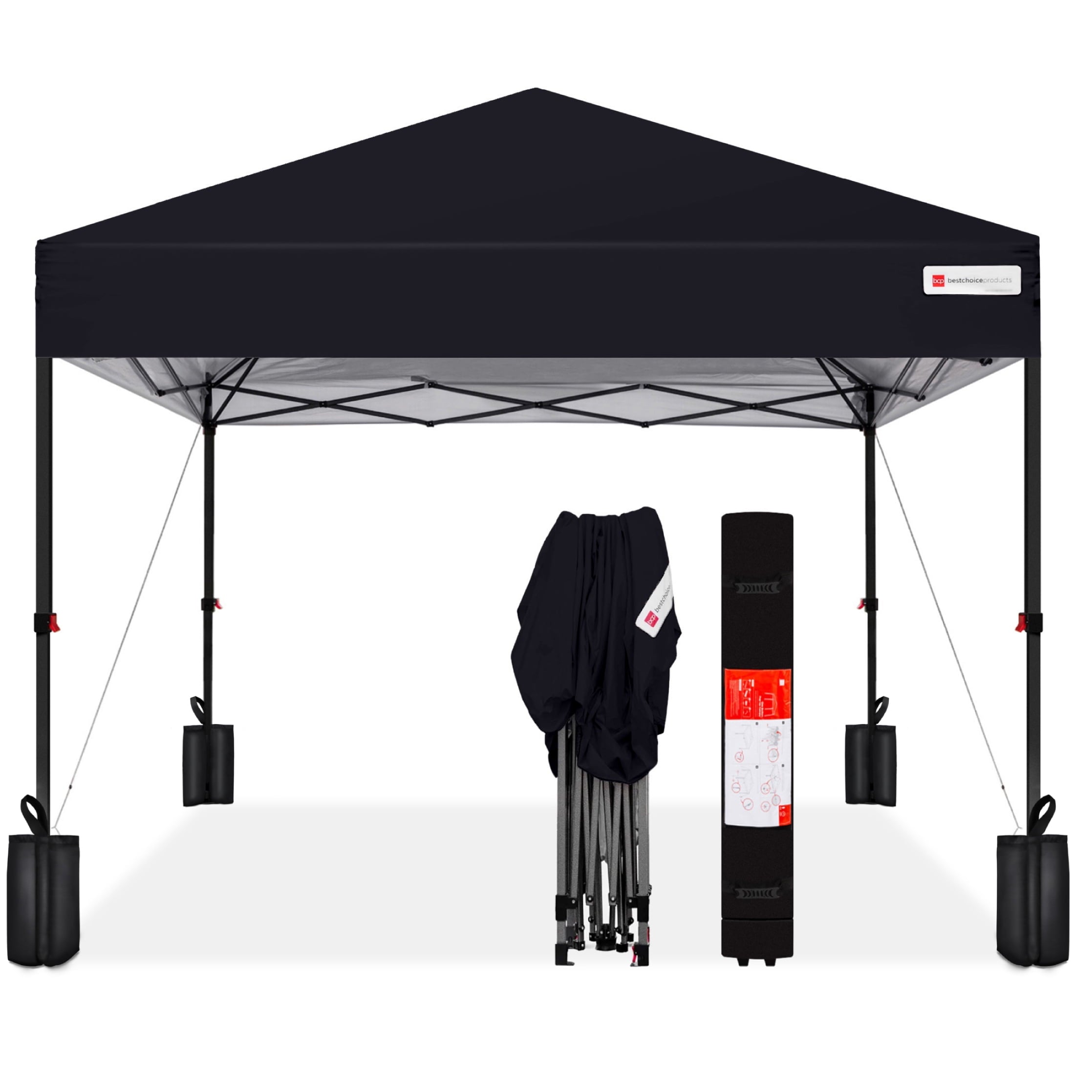 10X10Ft Easy Setup Pop up Canopy W/ 1-Button Setup, Wheeled Case, 4 Weight Bags - Orange