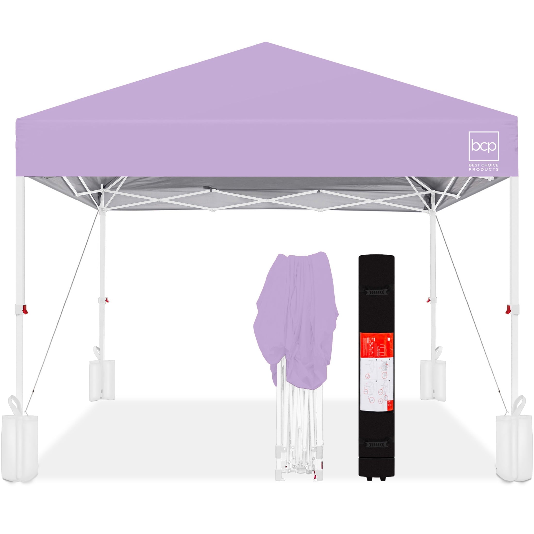 10X10Ft Easy Setup Pop up Canopy W/ 1-Button Setup, Wheeled Case, 4 Weight Bags - Orange