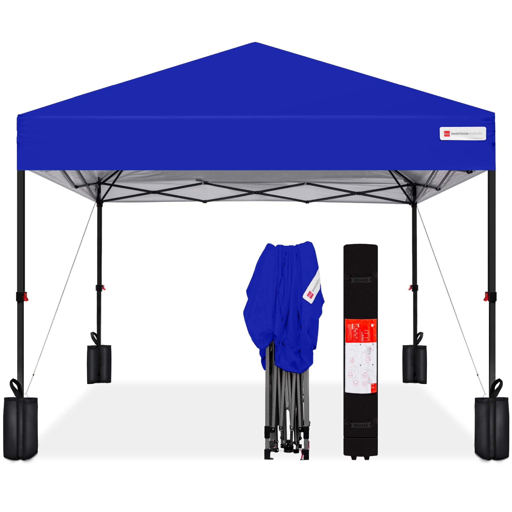 10X10Ft Easy Setup Pop up Canopy W/ 1-Button Setup, Wheeled Case, 4 Weight Bags - Orange