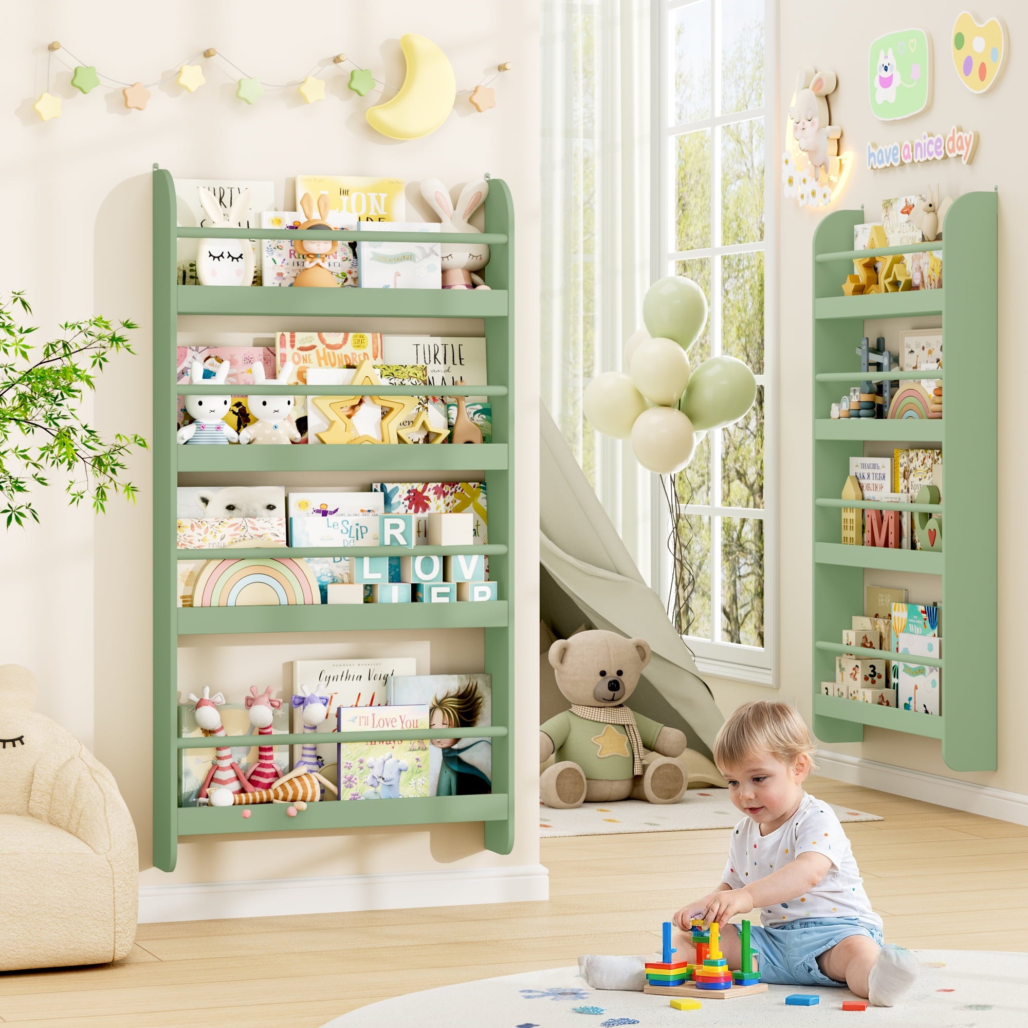 4-Tier Wall Bookshelf 