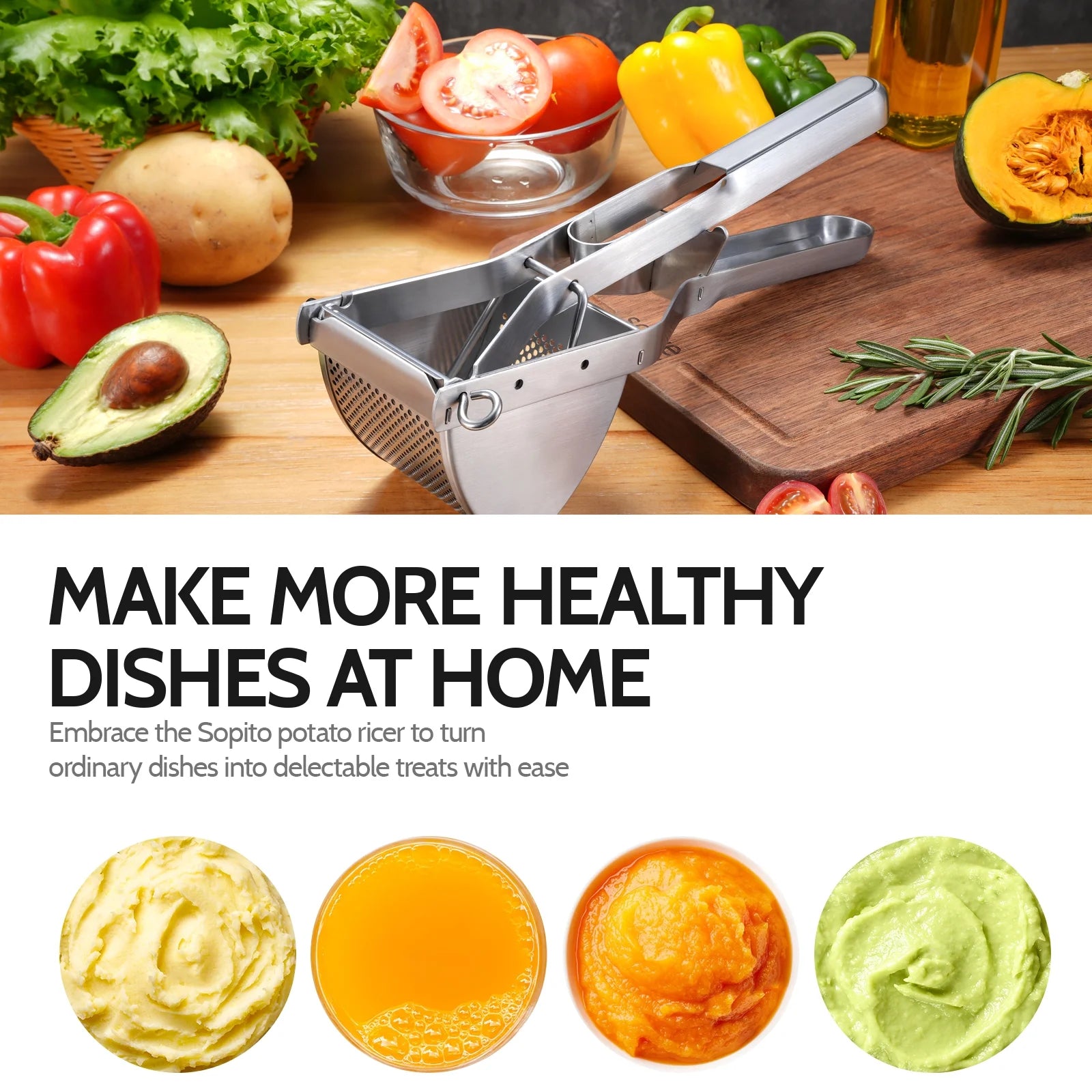 Stainless Steel Masher with Ergonomic Handle